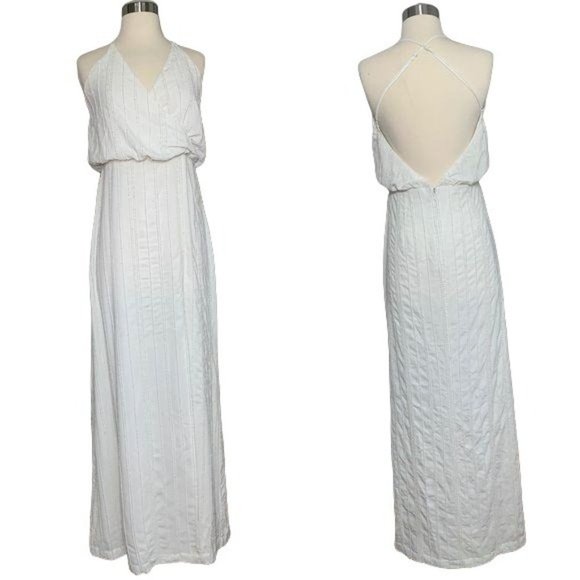 LPA Beaded Crossback Gown in Ivory Maxi Dress Revolve Low Back Size Medium Sz M - Picture 2 of 9